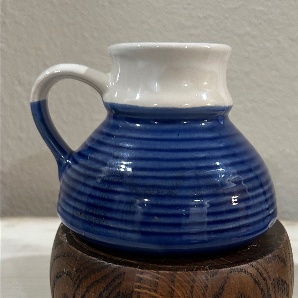 Vintage -Blue and White Wide Based Mug- No spill mug